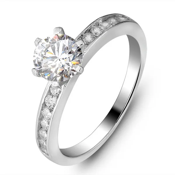 Genuine 925 Simple Classic Engagement Ring for Woman Solid Sterling Silver .75Ct Wedding Ring(RI100622) | Украшения и аксессуары