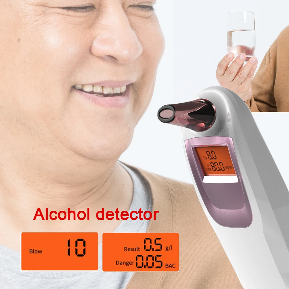 Handheld Alcohol Tester Large LCD Digital Display Police Breathalyzer High Accuracy Detector White Portable | Автомобили и