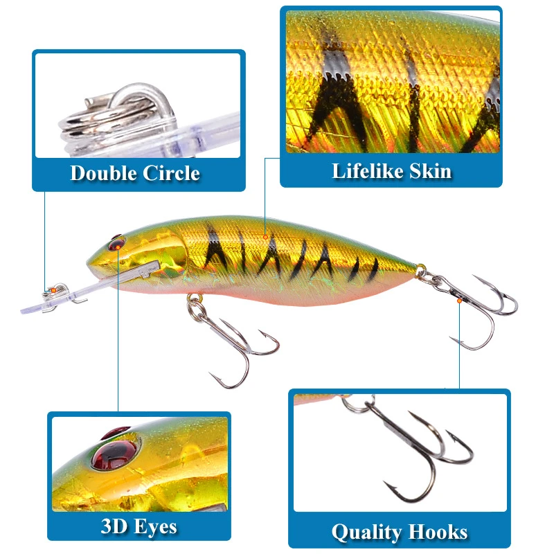 

1pcs Fishing Lure Lifelike Crankbait 10.5cm 12.5g Minnow Lures Artificial Hard Baits Fishing Wobblers For Pike Bass Trout