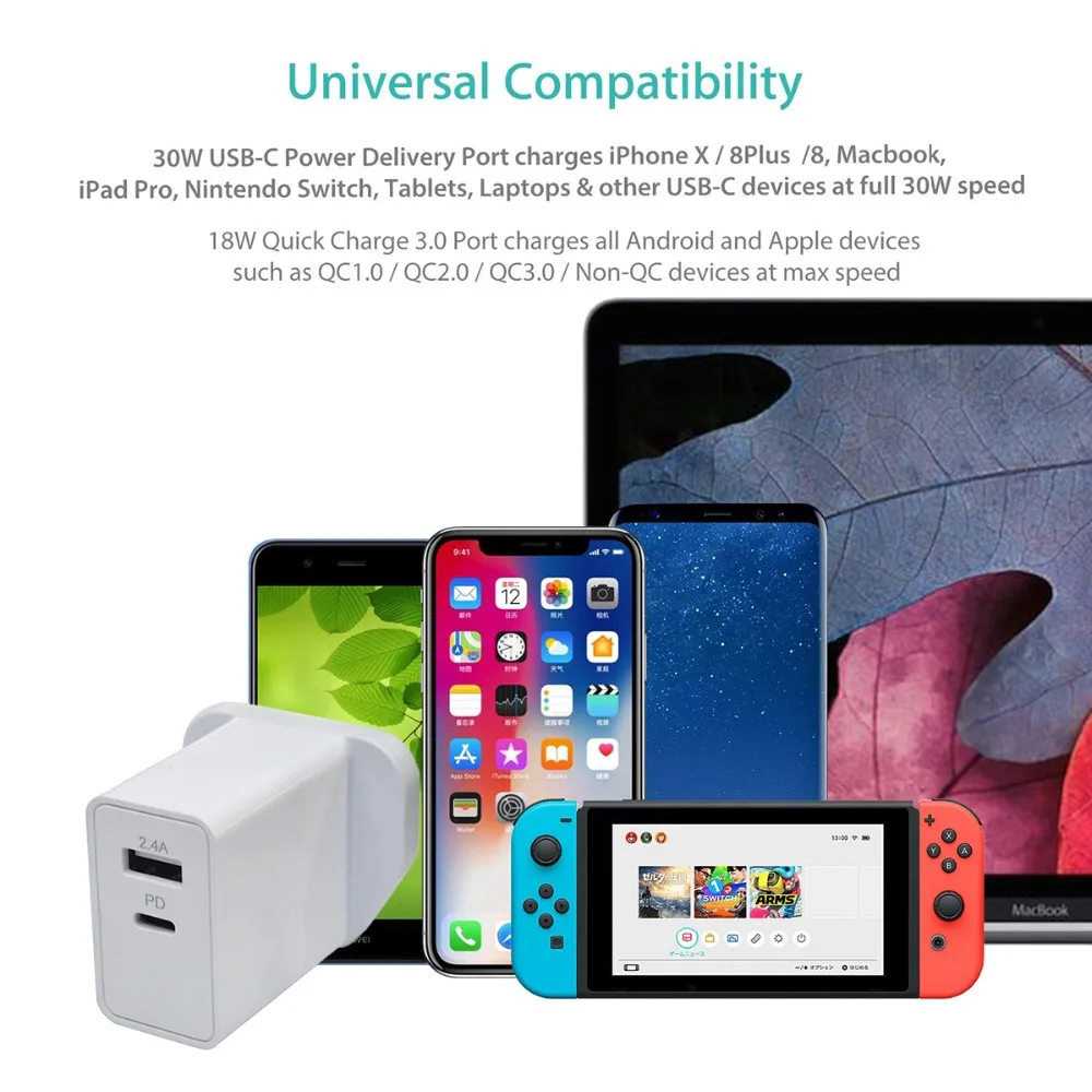 SOONHUA Портативный USB PD зарядное устройство Тип C доставка питания QC 3 0 Быстрая