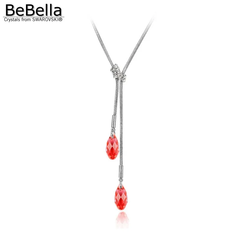 Padparadscha BeBella каплевидный кристалл кулон ожерелье сделано с австрийскими кристаллами от Swarovski для женщин Свадебные украшения для невесты - Окраска металла: Padparadscha