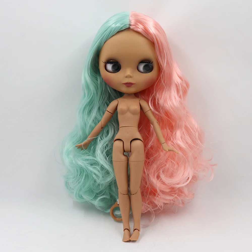 Кукла Blyth ICY DBS 30 см темная кожа матовое лицо зеленая Смешанная розовая кудрявые
