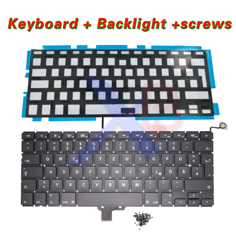 Клавиатура GR DE German Deutsch QWERTZ tastaur/подсветка + винты для клавиатуры MacBook Pro 13 3 &quotA1278 2008