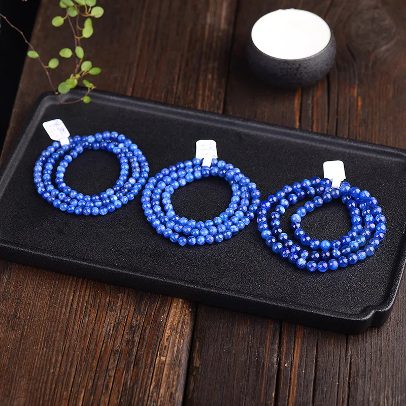 Оптовая продажа браслеты из натурального голубого камня 5 мм круглые бусины на