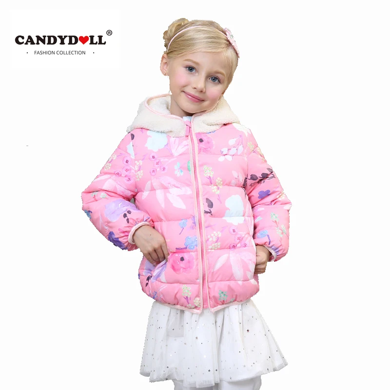Candydoll/модные зимние пальто для девочек Дети мультфильм парки с капюшоном на