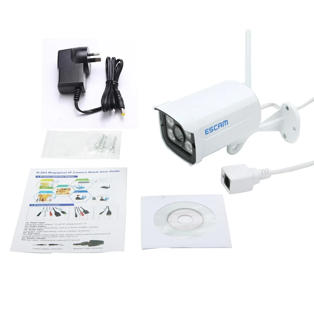 ESCAM QD900 wifi 1080P 2,0 мегапиксельная HD система камер домашней безопасности беспроводная сеть IR Bullet наблюдения наружная мини-камера