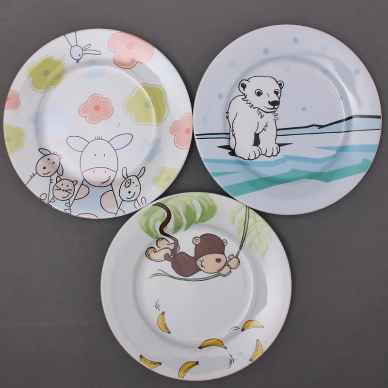 German children tableware export original single dish end of a donkey cartoon monkey pattern dessert fruit plate|plate chain|tableware boxplate white