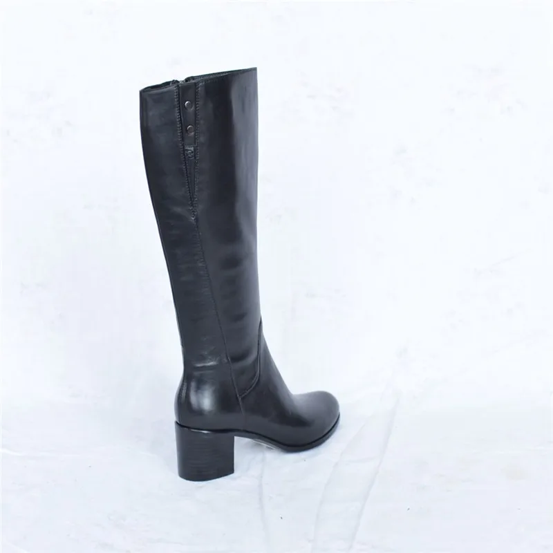 Осенняя женская обувь из натуральной кожи; bottines femmes; женская теплая обувь с подкладкой; женские зимние сапоги для верховой езды на толстом каблуке; Pritivimin; FN44