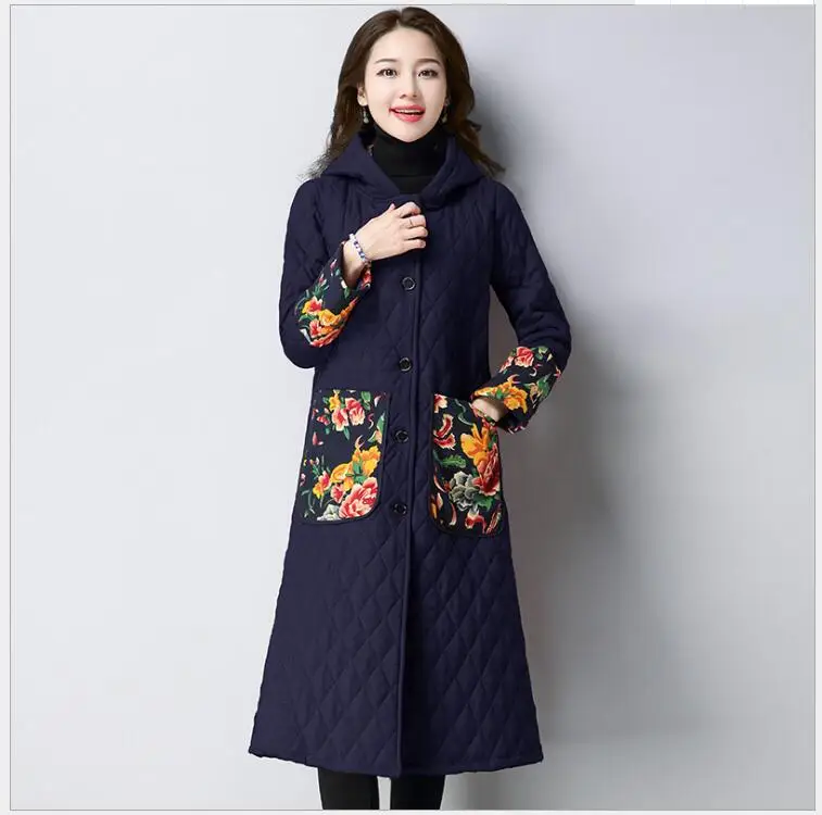 2017 зима новый ретро элегантность большой ярдов Этническая ветер цветок с