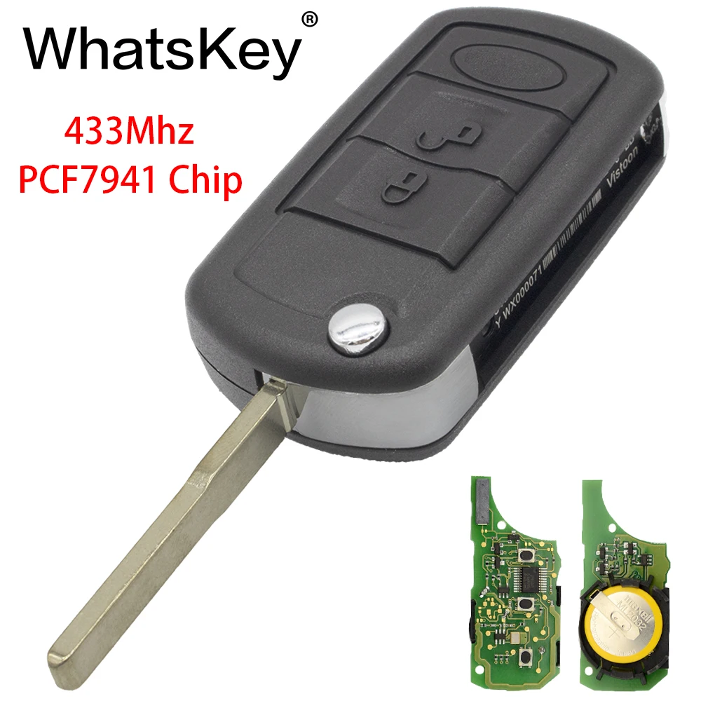 WhatsKey 433 МГц PCF7941 чип Флип складной дистанционный Автомобильный ключ оболочки для Land Rover Range Rover LR3 обнаружения Uncut HU101 лезвие Fob