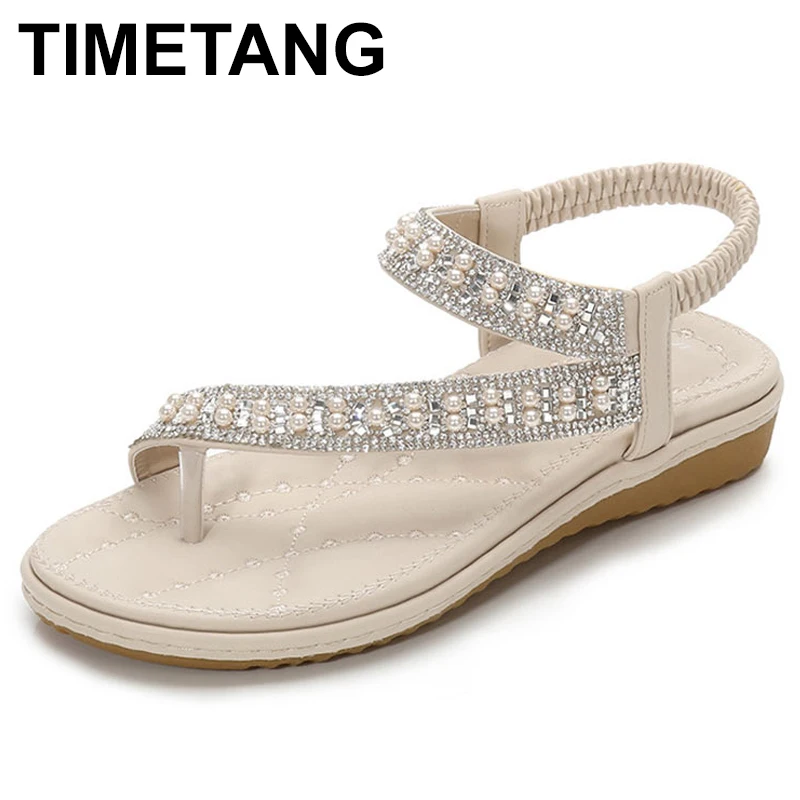 

TIMETANG 2019Women slippers summer blue color crystal BOXIMIYA style beaches flip flops platform sandals women size 36-42E498