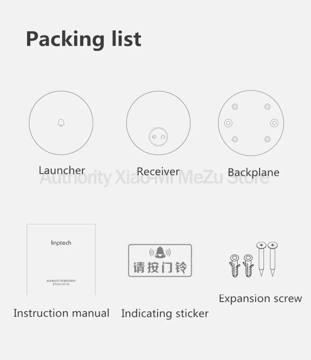 Xiaomi Linptech самогенерирующий беспроводной дверной звонок без батареи без проводки отключение памяти привычки переменного тока 110-240 В Работа с приложением mihome
