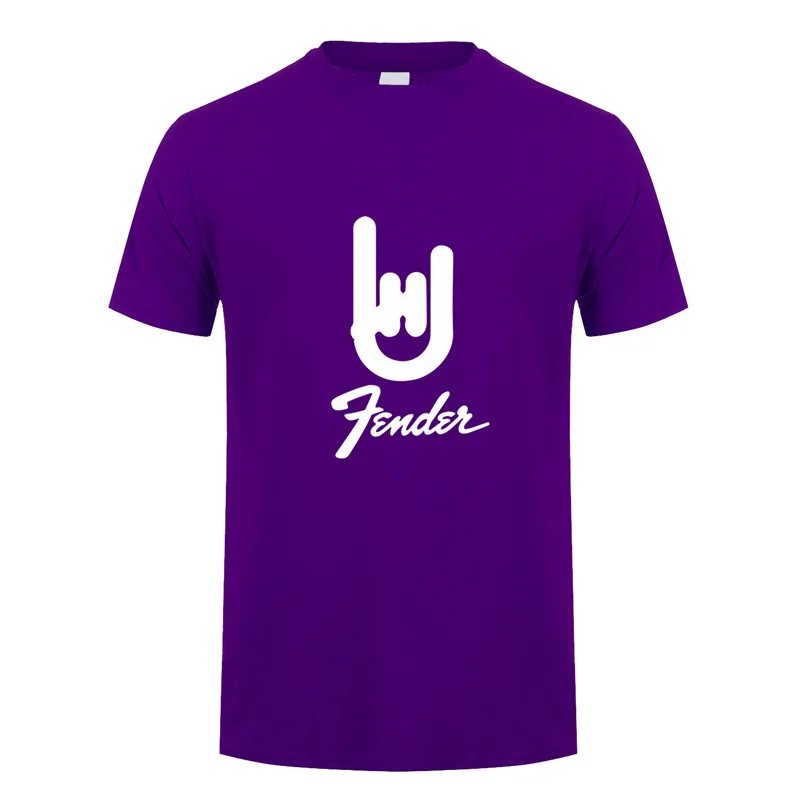 purple Fender мужская футболка Летняя Новинка короткий рукав хип-хоп рок-ролл гитара футболка Топы DS-008 - Цвет: purple