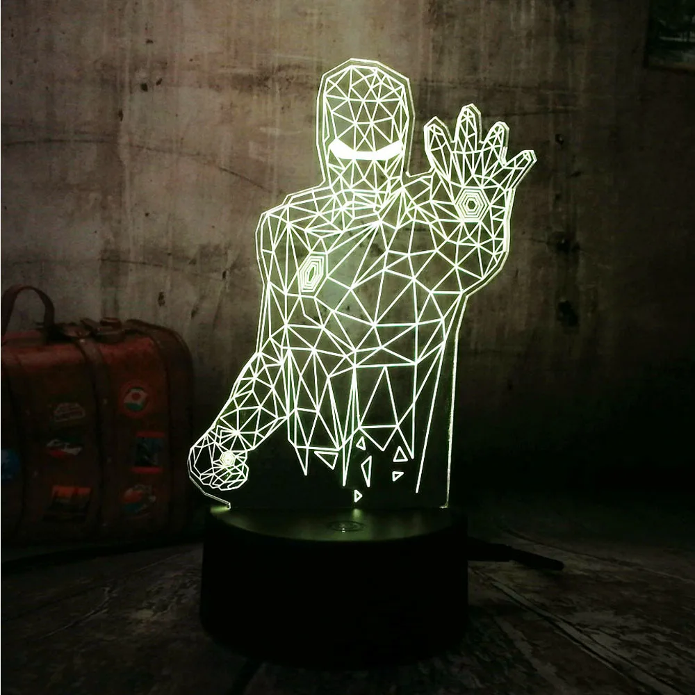 Новый крутой Marvel Hero Железный человек половина 3D LED Ночник светильник Настольная