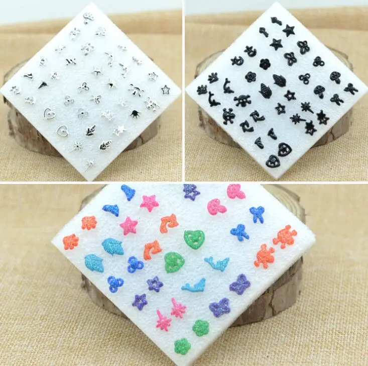 Летние случайный дизайн 18 пар женские милые серьги красочные картонные наборы