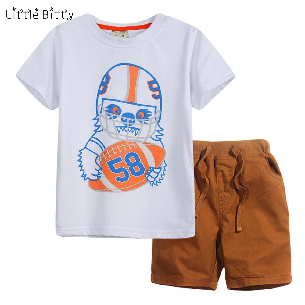 Летние комплекты одежды Little Bitty для маленьких мальчиков комплект с принтом тигра
