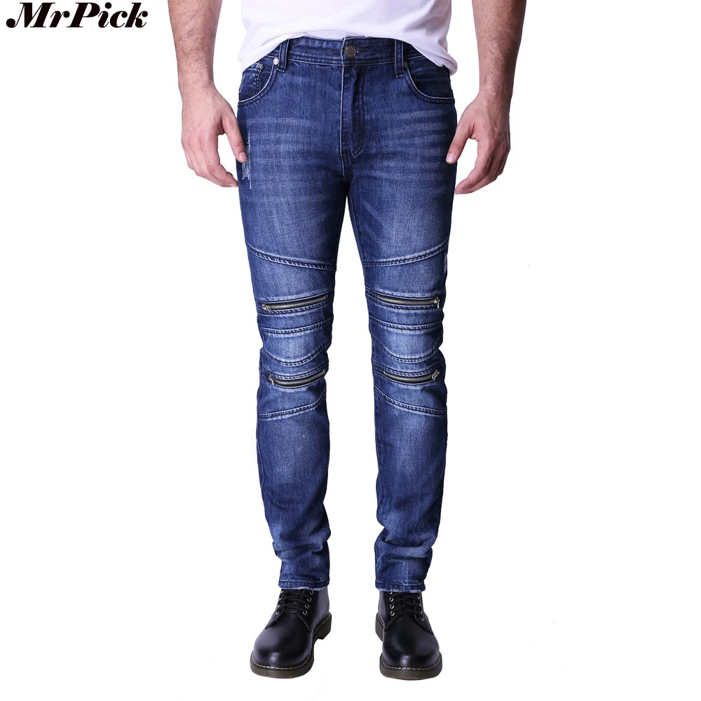 2017 Дизайнерские мужские джинсы облегающие модные мотоциклетные для мужчин