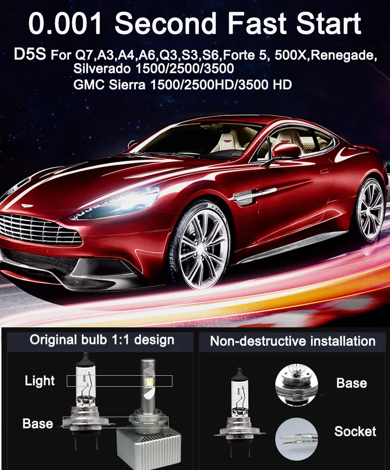 Набор фары D5S D1S D3S D2S D4S светодиодный лампы Супер яркий D1C D3C Автомобильные фары 70 Вт 8400Lm высокое Мощность DC12V 6000K