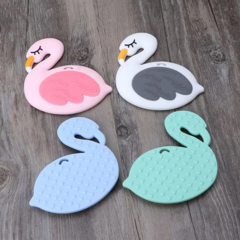 

Silicone Flamingo Teether Cartoon Swan DIY Teething Necklace Pacifier Clip Chains Accessories Pendant Teether New