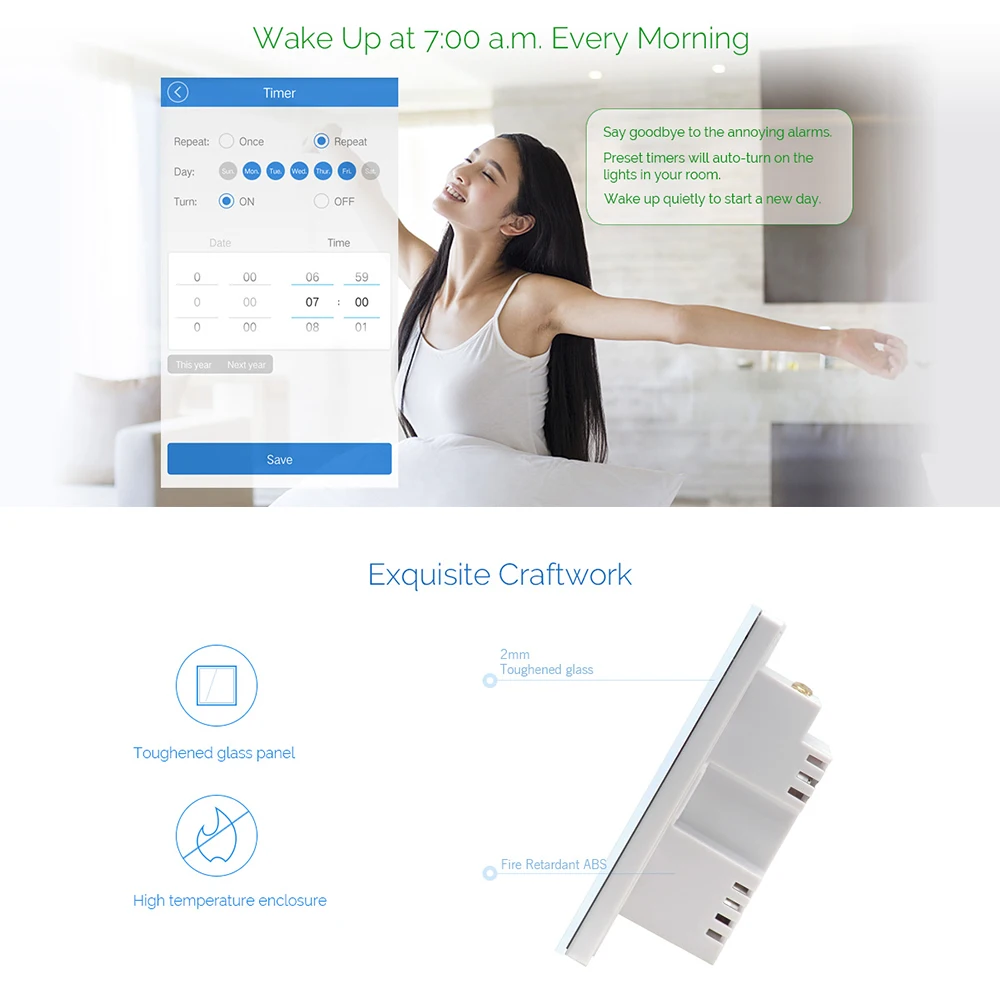 Sonoff T1 ЕС Smart Wi-Fi стены сенсорный выключатель света 1 Gang 2 Touch/Wifi/RF 433/APP удаленного