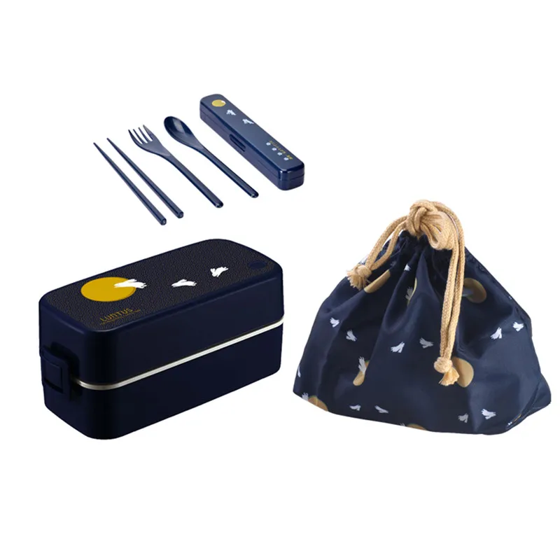 3 Двойной слой bento box японский стиль пластиковая микроволновая печь отопление творческий посуда 28 - Цвет: 3