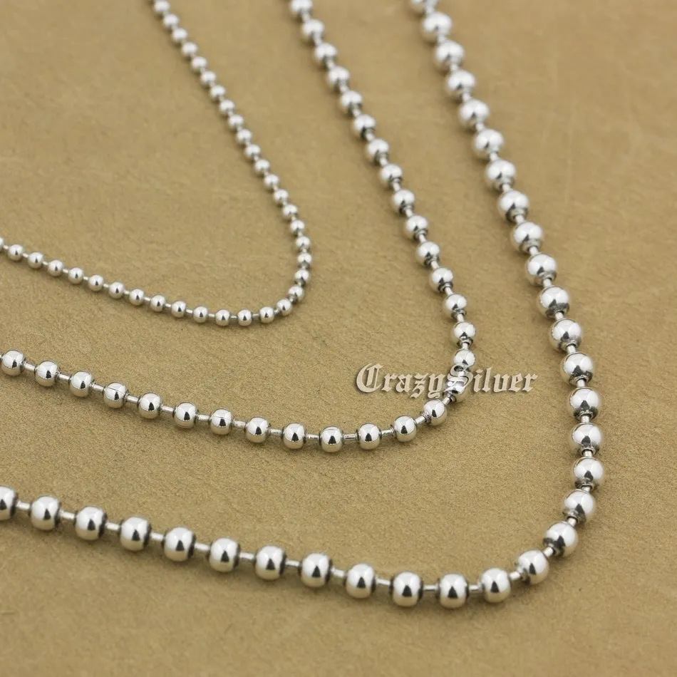 Цепочка из серебра 925 пробы с шариками байкерское ожерелье в стиле панк 8K016 |