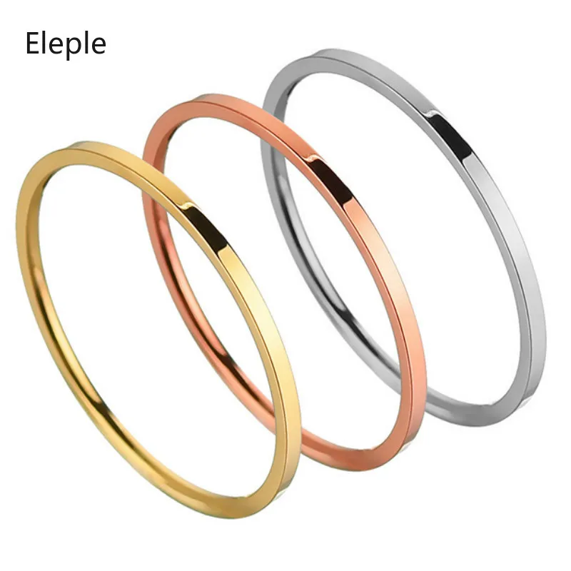 Простые Кольца Eleple из нержавеющей стали для влюбленных розовое золото 1 мм