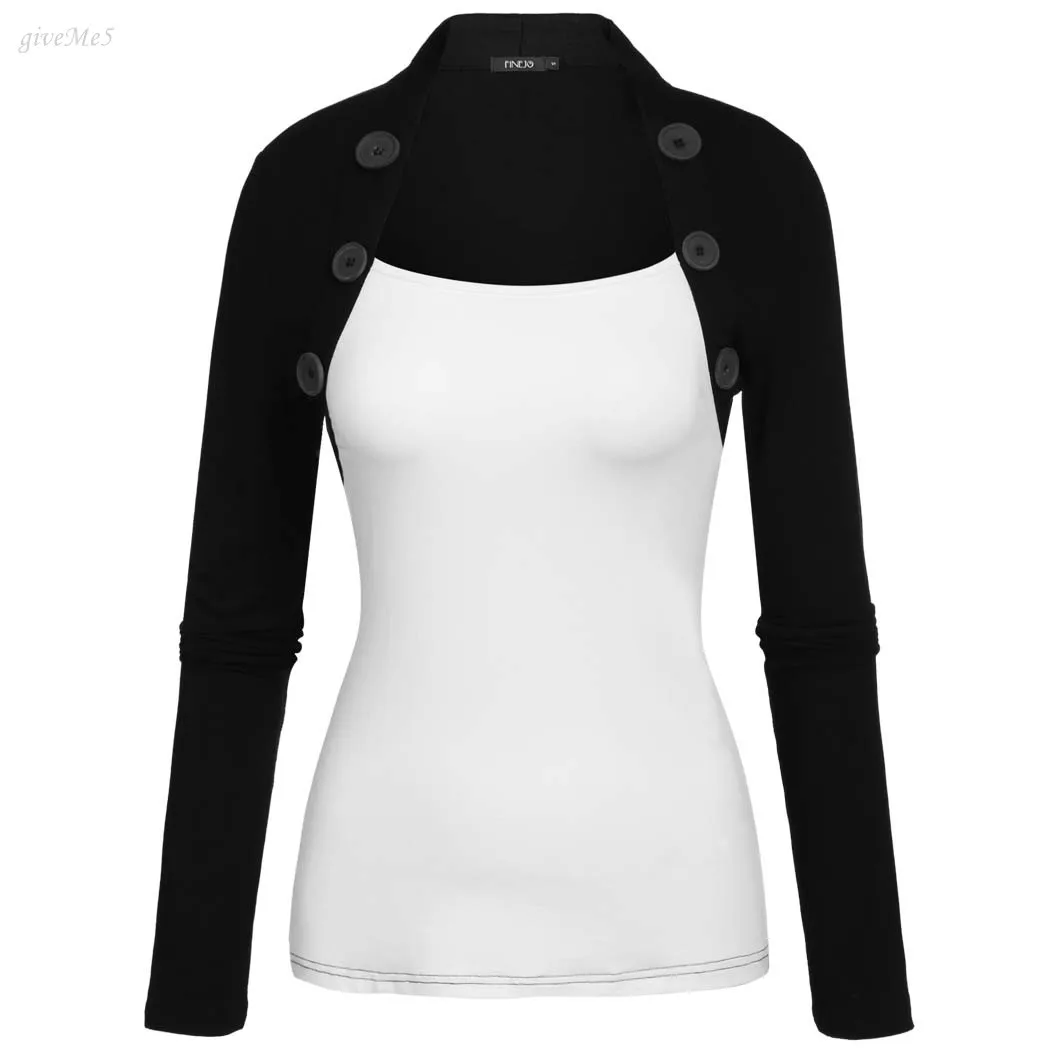 Женский стиль болеро лоскутные футболки с длинными рукавами модные повседневные