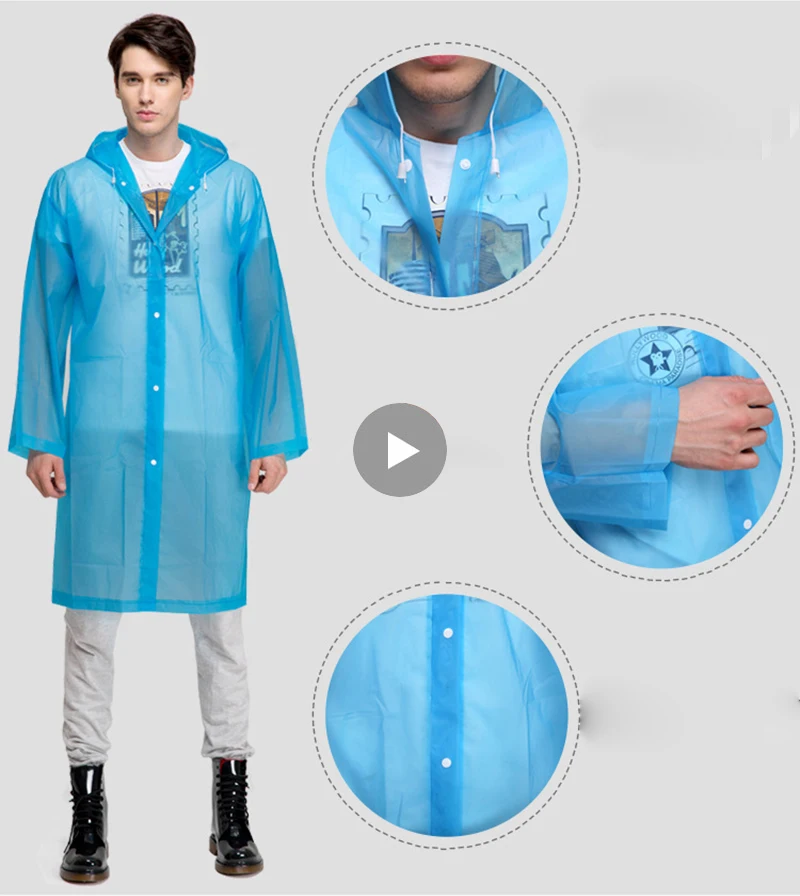 Женский и мужской прозрачный плащ из этиленвинилацетата переносной