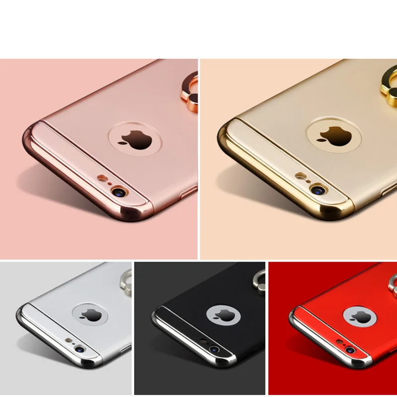 Роскошный lovecom гальванический чехол с кольцом для пальца для iPhone 7, 8, 6, 6S Plus, X, 5, 5S, SE, подставка, держатель, полный корпус, Жесткий ПК, задняя крышка для телефона
