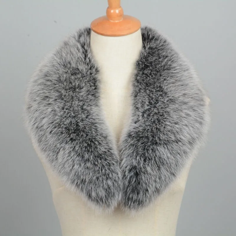 Black Frosted Кожаный меховой воротник женский зимний натуральный мех лисы воротник модный теплый тонкий женский Мягкий шарф пальто воротник - Цвет: Black Frosted