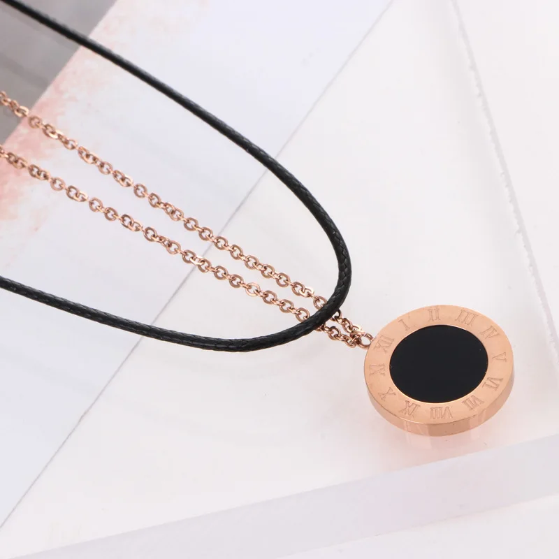 Винтажное многослойное ожерелье из розового золота цепочки звеньев Черная