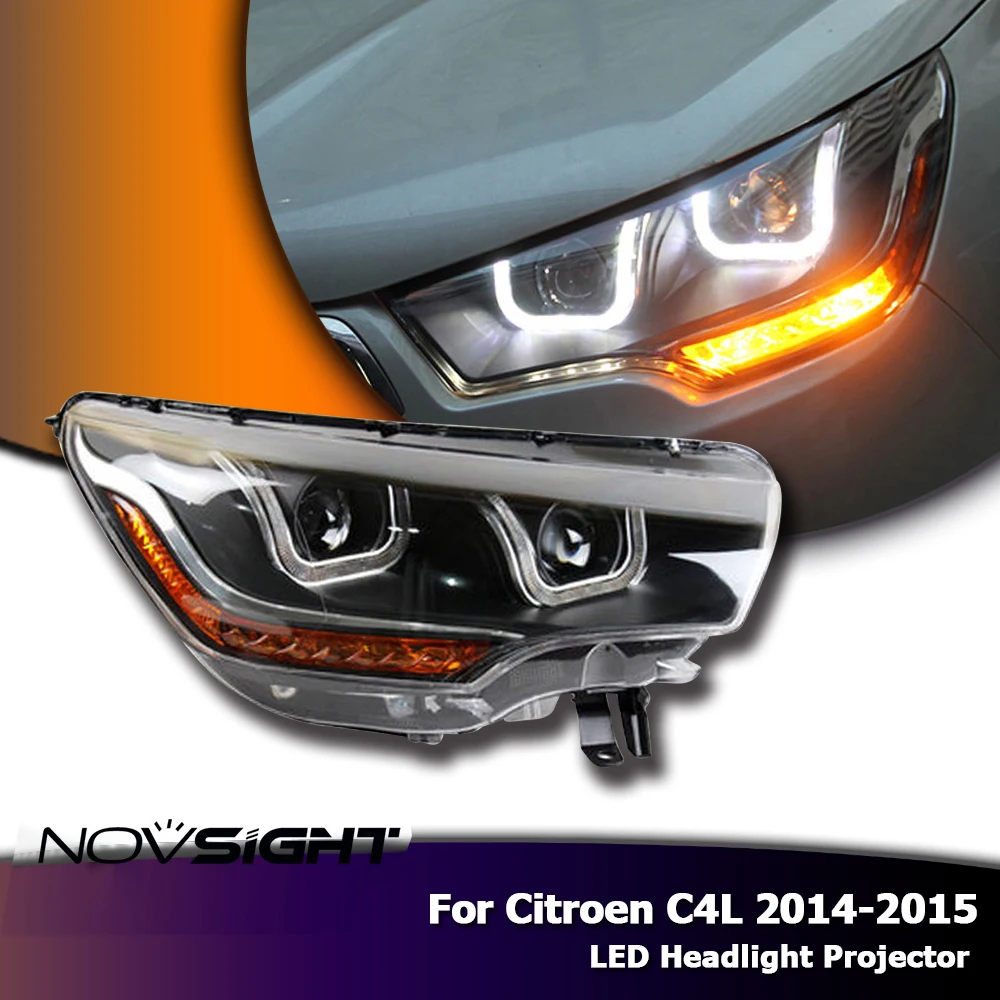 NOVSIGHT фары H7 Автомобильный светодиодный фары проектор DRL Противотуманные лампы сигнала поворота света для Citroen C4L