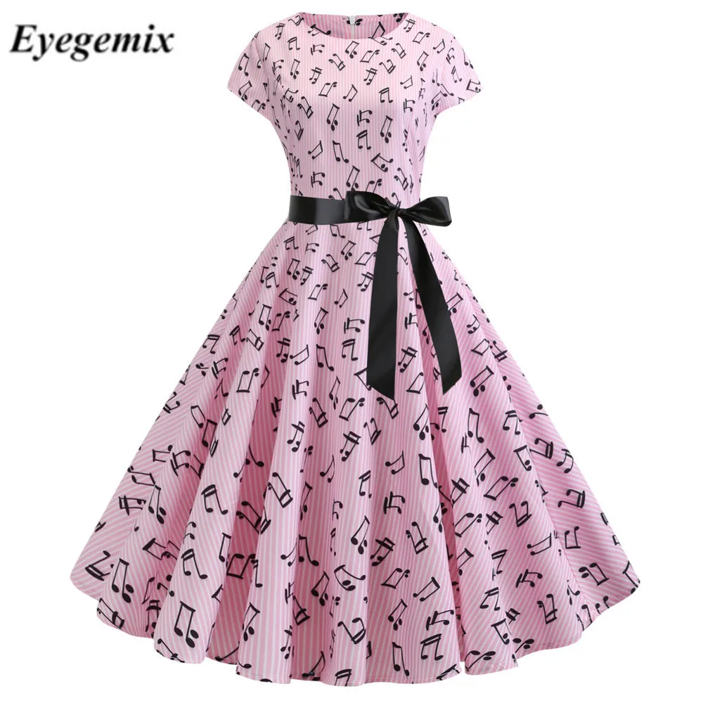 Платье с принтом музыкальных нот женское летнее модное повседневное белое