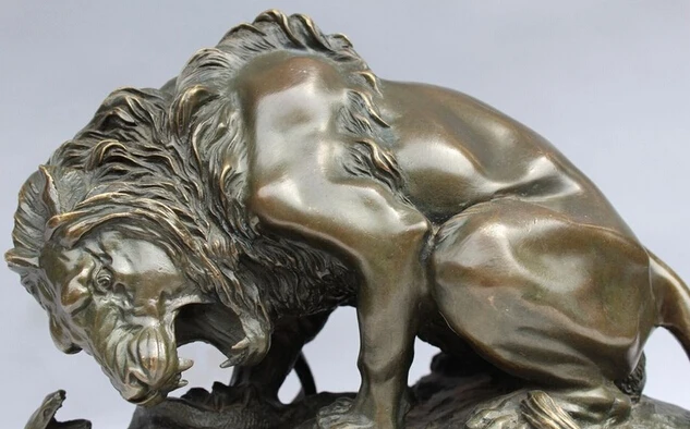 3654 10 &quotWestern Art Bronze Figurine Foo Hund Lion Schlange Marmor basis Statue Skulptur |