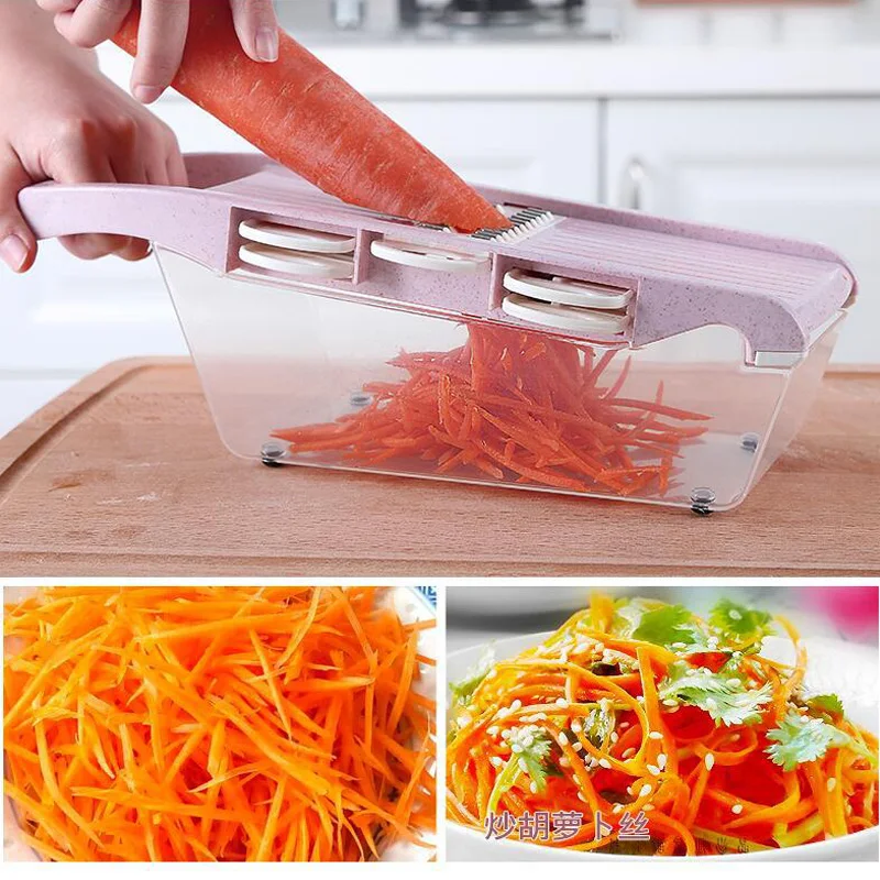 Multifunction Slicer Vegetable Cutter with Stainless Steel Blade Manual Potato Peeler Carrot Cheese Grater Dicer Kitchen Tool | Дом и сад