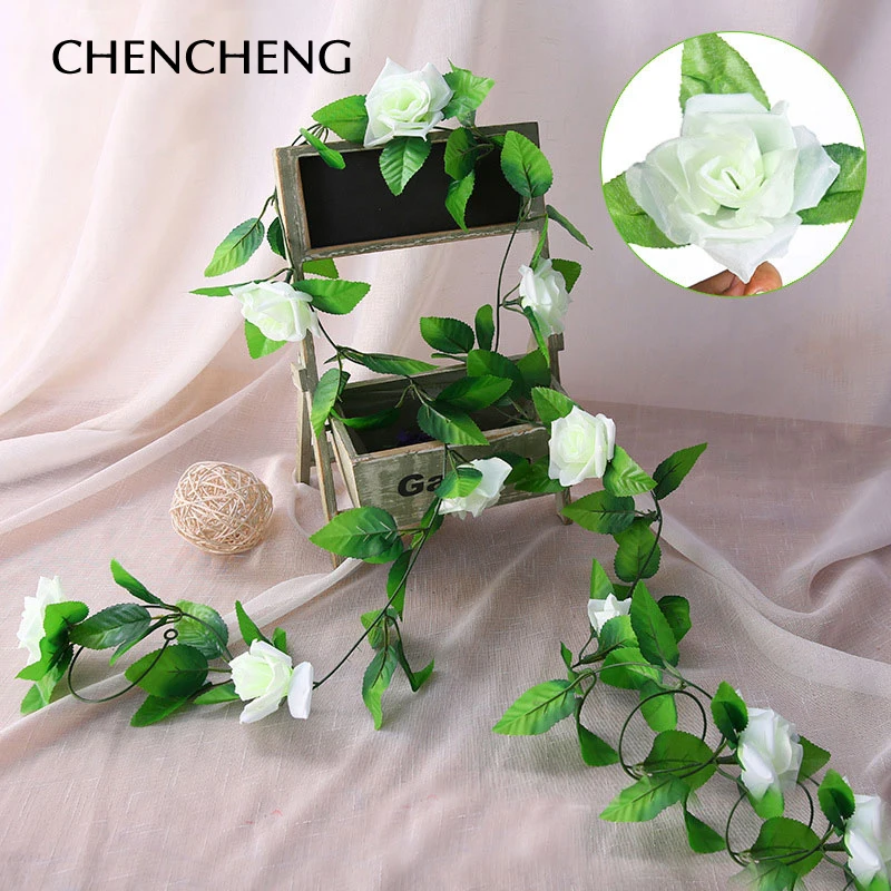 CHENCHENG 250 см искусственные розы из шелка Плющ Vine настенные Искусственные цветы с