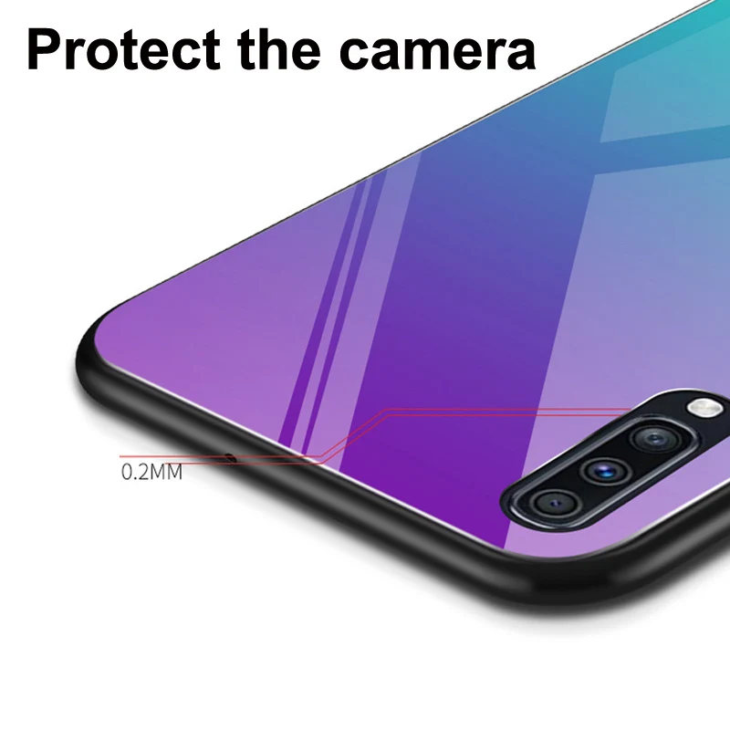 Для samsung galaxy A50 A5050 чехол звездное небо закаленное стекло+ ТПУ Край тонкий Жесткий задний Чехол A505F 6," бампер чехол для телефона s