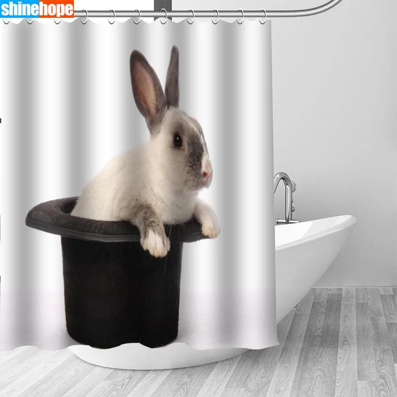 

1PC Kiss Rabbit Shower Curtains for Bathroom Polyester Shower Curtain Printing Curtain Cartoon Shower Curtains