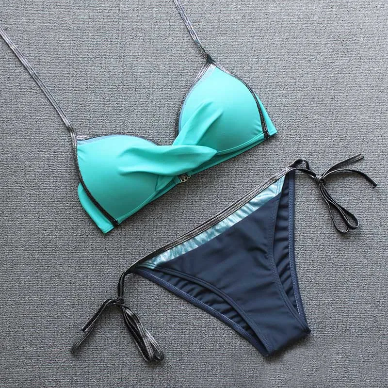Летний комплект бикини из 2 предметов сексуальный купальник с лямкой на шее