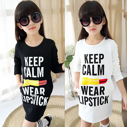 Длинные футболки для девочек платья новинка 2020 весенне-Осенняя детская футболка
