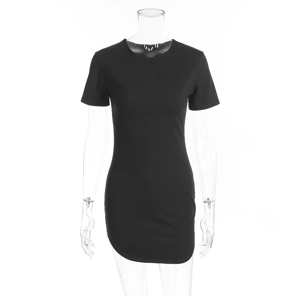 Летнее повседневное мини-платье для женщин сексуальное однотонное