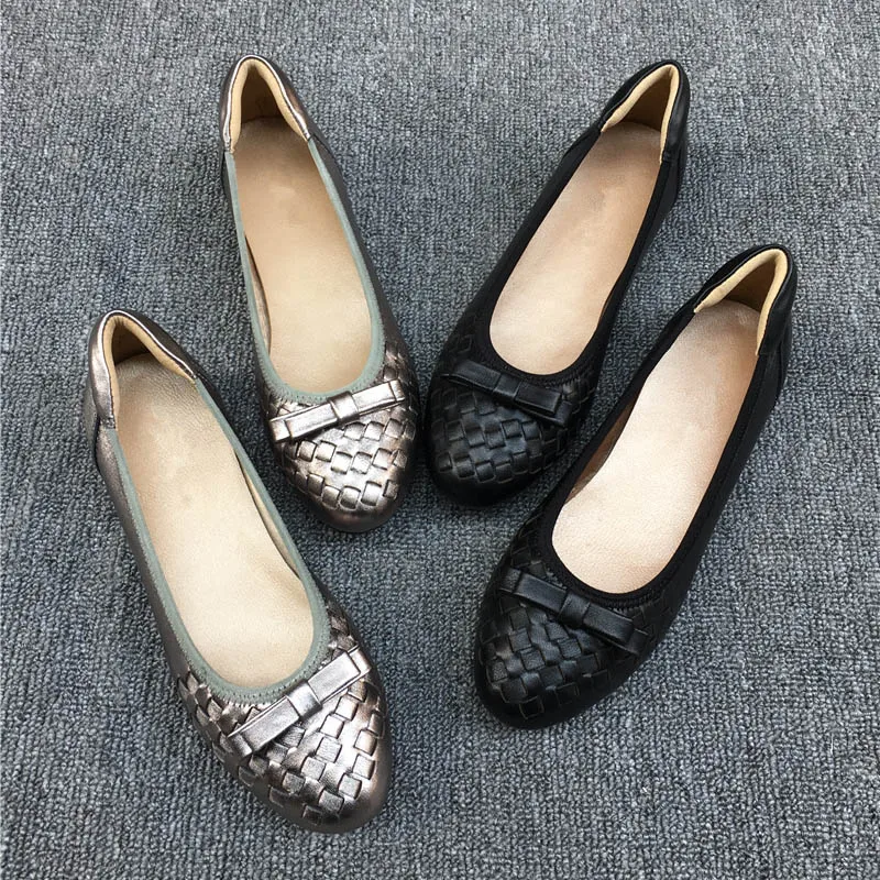 Kathlyn Для женщин овчины Туфли без каблуков вязаная работы из мягкой кожи балетки с