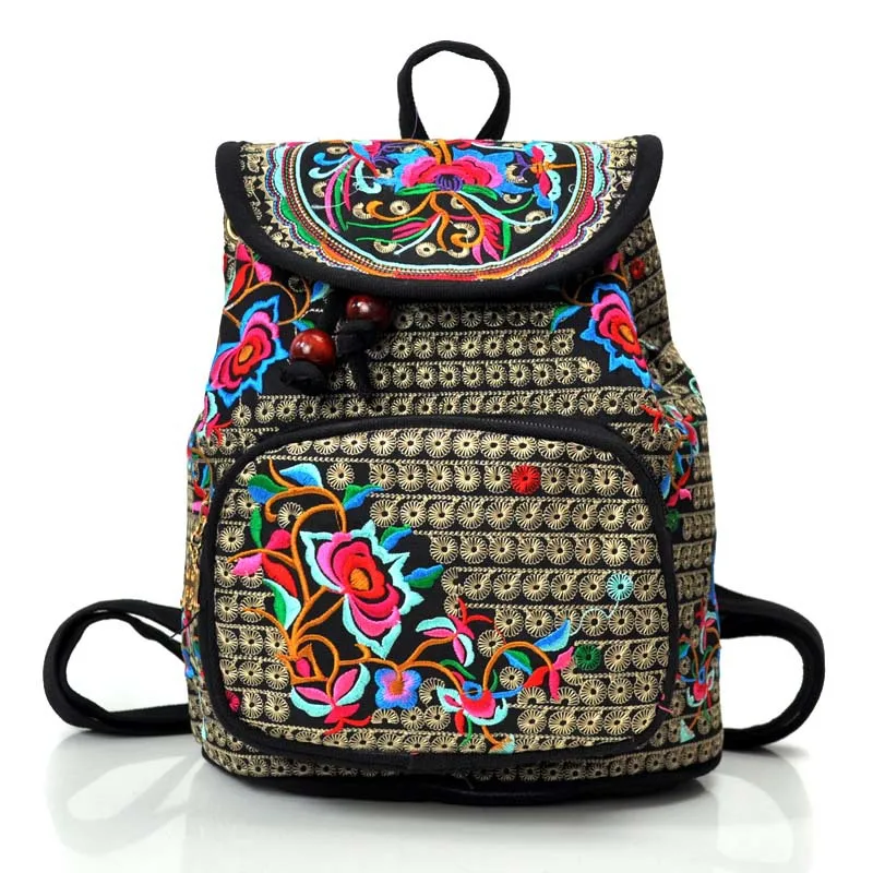 2019 брендовый женский маленький холщовый рюкзак для женщин с вышитыми цветами