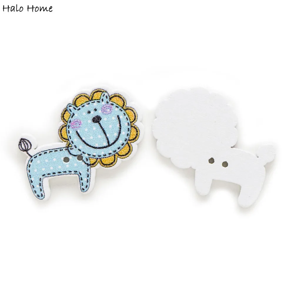 30 шт. для детей с рисунком в виде льва деревянные пуговицы пришивания Скрапбукинг