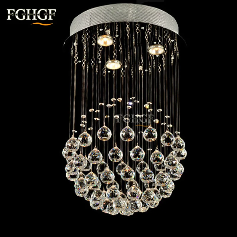 Лампа круглой формы Роскошная Современная хрустальная люстра освещение для зала