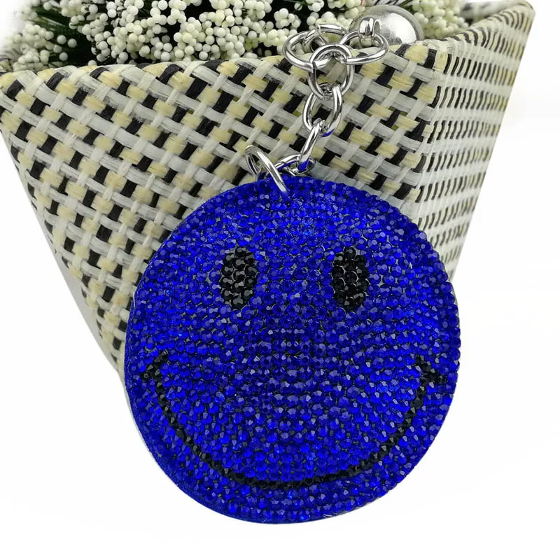 Алмазный горный хрусталь улыбающееся лицо брелок для ключей автомобиля Улыбка