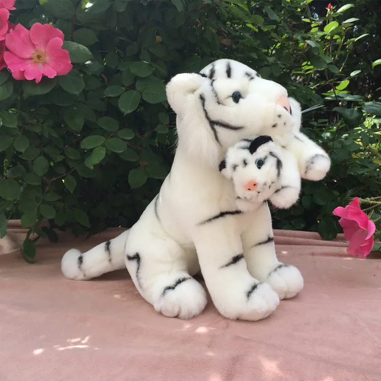 

about 30cm squatting tiger white tiger take baby plush toy soft doll birthday gift w0620