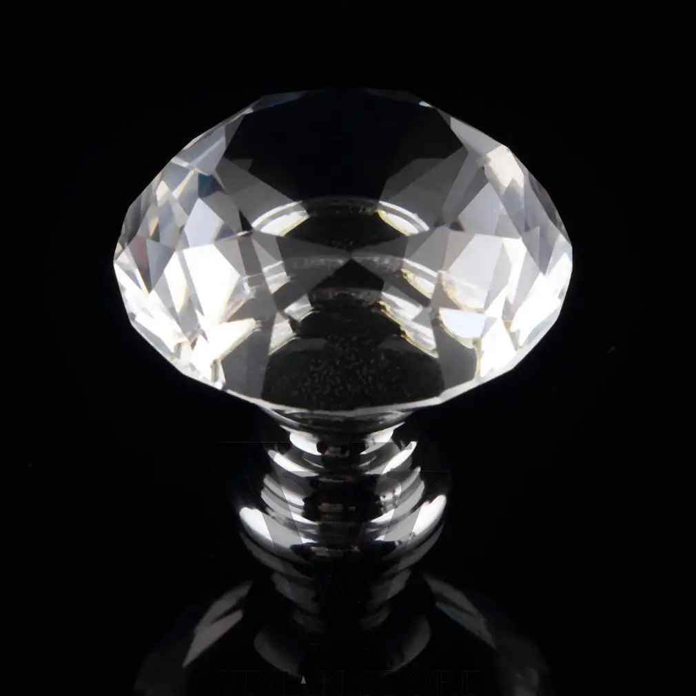 1 pc 2017 New 30mm Diamond Clear Crystal Glass Door Pull Drawer Cabinet Furniture Accessory Handle Knob Screw Hot Worldwide |