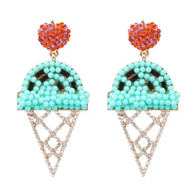 JURAN Ice Cream Earrings for Women Girls Party Drop Earrings Summer INS Trendy Drop Earrings Statement Wedding Jewelry - Окраска металла: 52401-LB